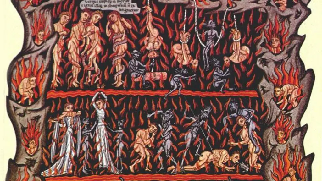 Interview with the Devil – hellish scene with devils and tormented souls in flames